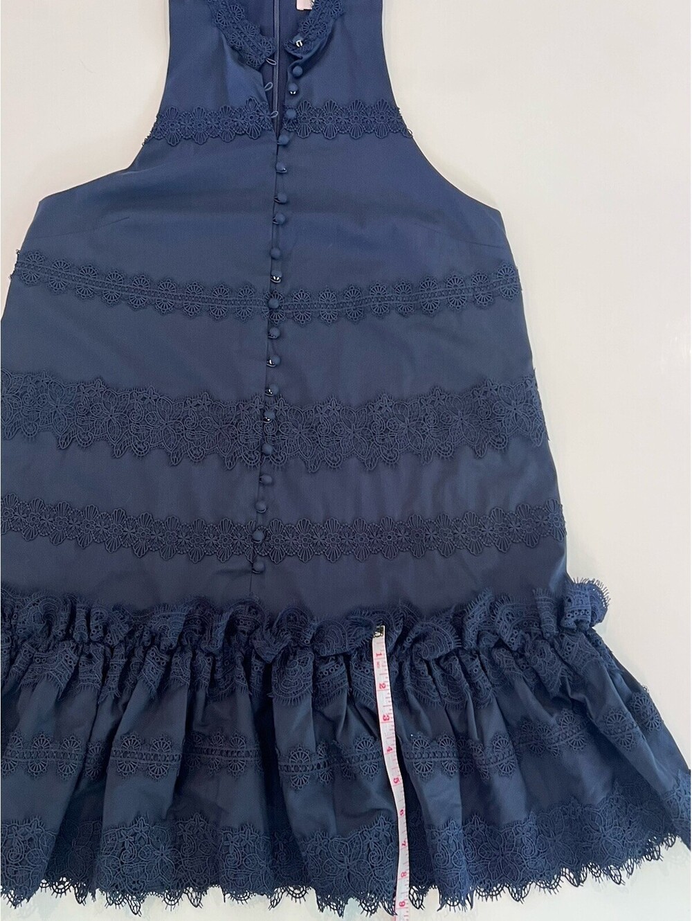 $445 Cinq à Sept Women's Blue Tiered Lace High Neck Button-Front Malena Dress 4 - Picture 11 of 16